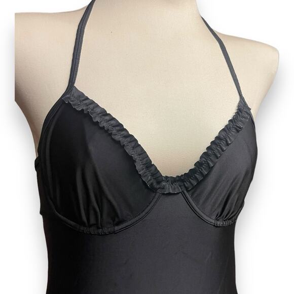 Old Navy‎ Bandeau-Style Halter Ruffle Trim Swimsuit Black Medium - Picture 9 of 9
